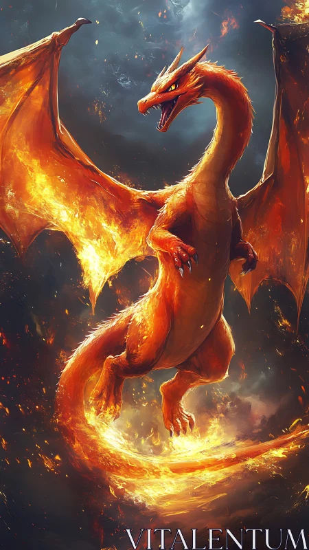 Inferno-winged dragon twists storms into molten halos