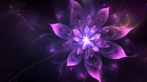 Radial fractal flower structure forms layered luminous petals