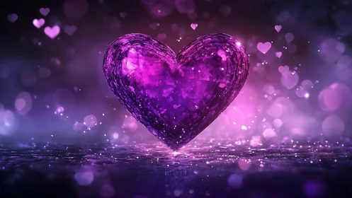 Luminescent Crystal Heart Digital Sculpture.