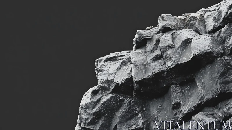 Sheer basalt cliff face against stark graphite sky backdrop.
