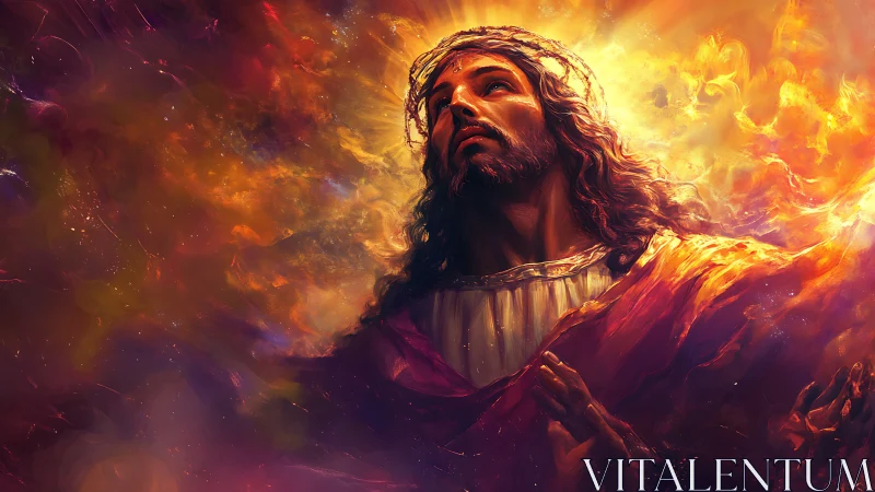 Radiant robed figure with glowing light and warm colors.