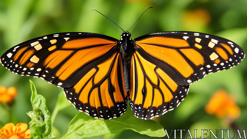 Macro study of monarch butterfly with high-contrast wing venation