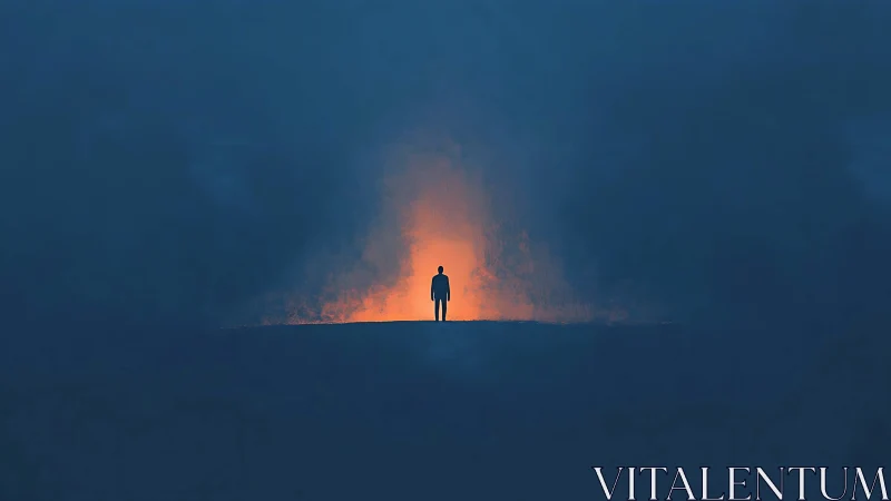 Solitary Soul Ignites Against the Twilight Abyss