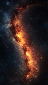 Fiery galactic nebula cuts luminous path through deep space