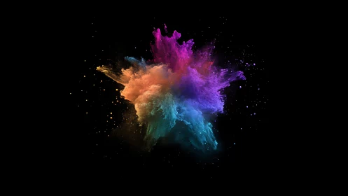 Multicolor pigment explosion isolates in deep negative space
