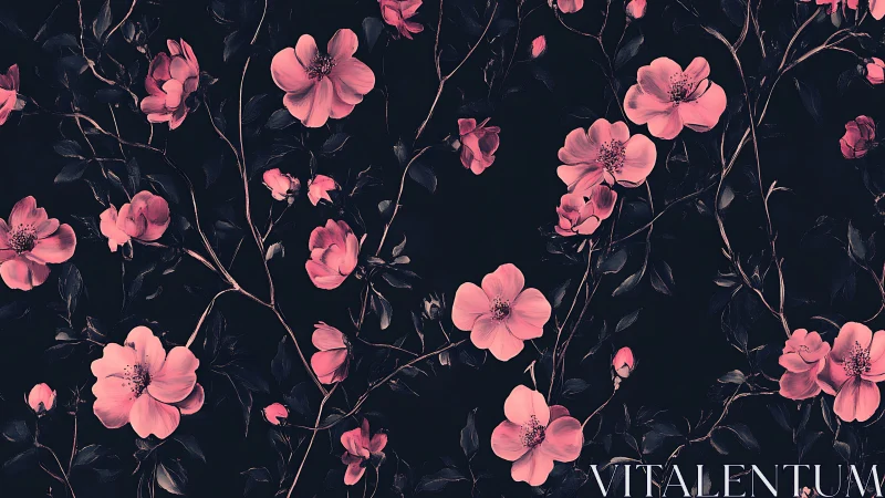 Pink Blooms Against the Night: Delicate Flowers Dream.