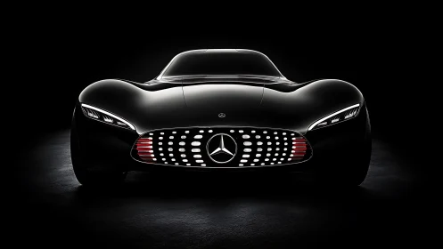 Midnight hypercar prowls with sculpted light and chrome grace.