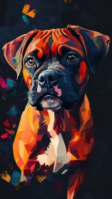 Color-rich geometric boxer portrait captures soulful gaze.