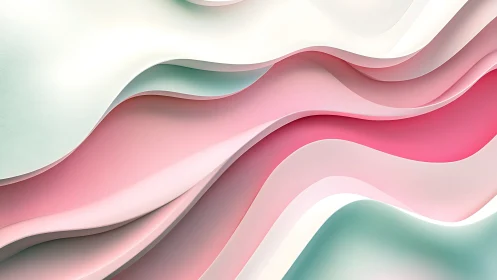 Layered pastel wave surfaces form fluid abstract topography