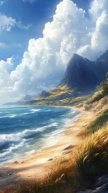 Dramatic Coastal Headland with Stratocumulus Cloud Formations.