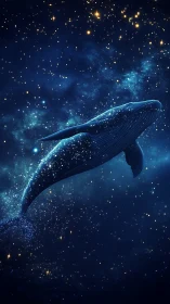 Astral cetacean composed of stellar particulates in deep cosmos.