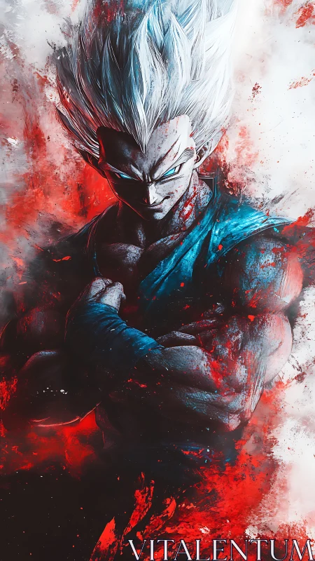 Energetic warrior portrait in high-intensity chromatic turbulence.