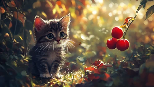 Curious Kitten Discovers the Wonders of Autumn.
