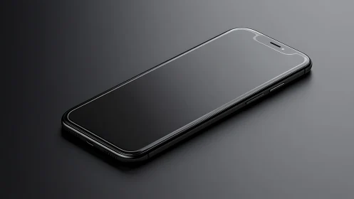 Sleek black smartphone resting in minimalist shadow and light.