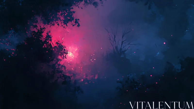 Nocturnal grove ignited by secret neon forest heartbeat.