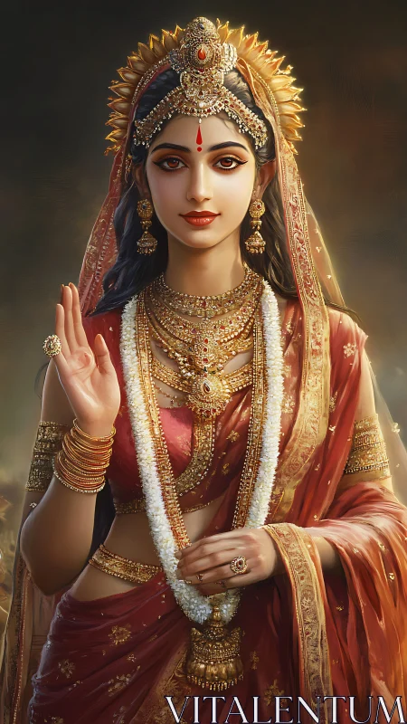 Divine gaze glows as jeweled serenity lifts a silent blessing