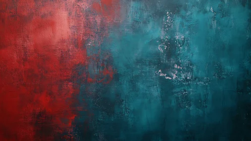 Crimson tide collides with teal dusk in abstract hush.