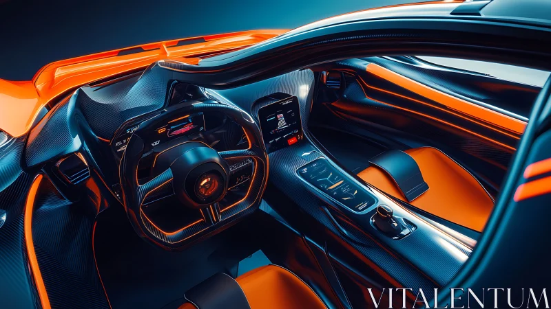 Neon-lit hypercar cockpit glows with futuristic precision.