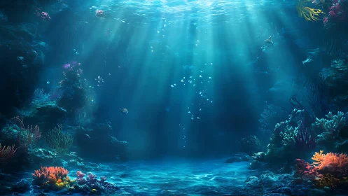 Sunlit underwater coral garden glowing with gentle magic.