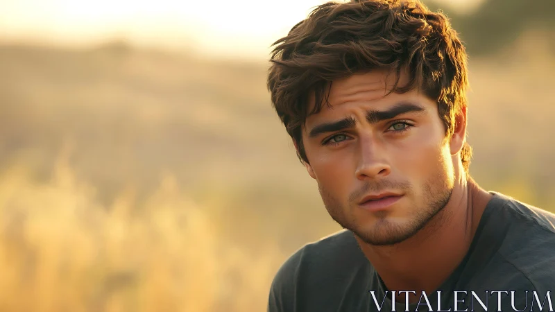 Male subject is shown in outdoor close-up portrait view