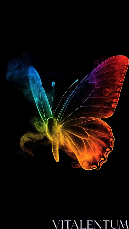 Spectral smoke butterfly silhouette with full-spectrum gradients