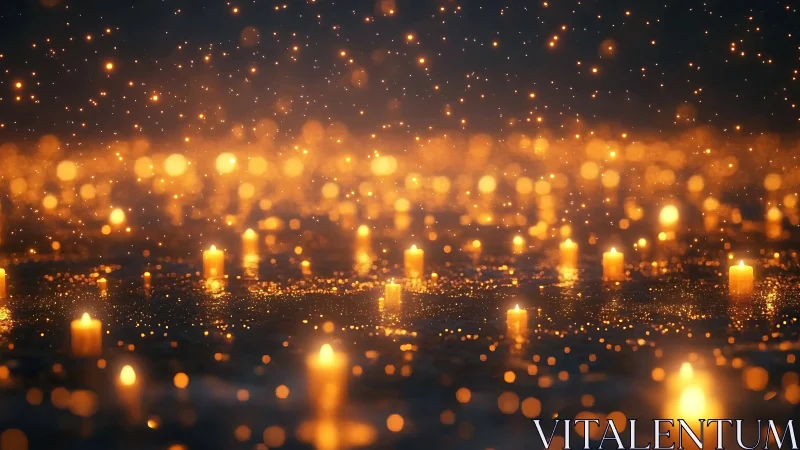 Candlelit stars drift across a glowing, enchanted nightscape.