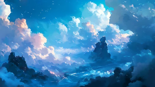 Sky-tide Archipelago adrift in cerulean cloud oceans.