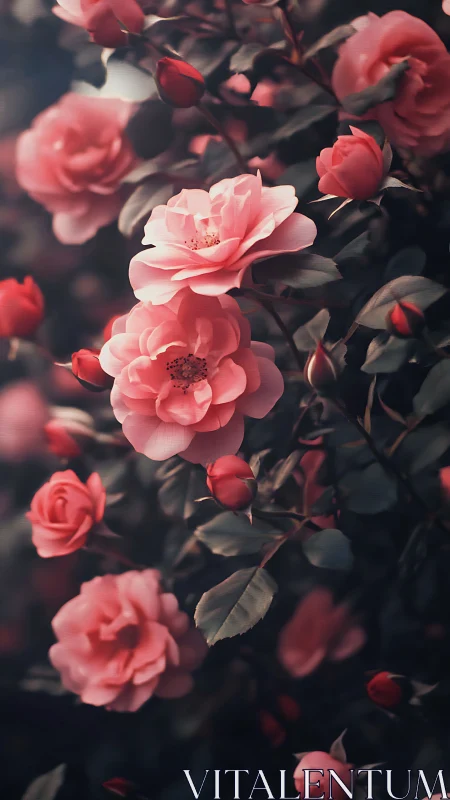 Beautiful Garden Roses in Soft Pink and Red Tones
