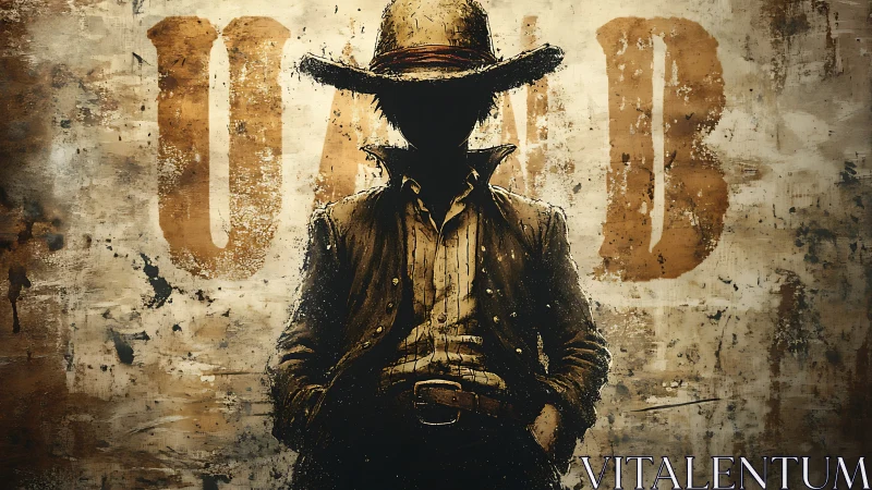 Dustborn drifter silhouette against rough outlaw letters.