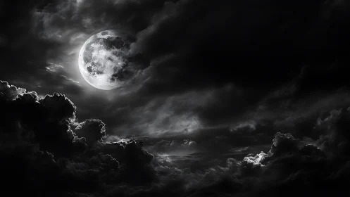 Moonlit storm clouds weaving silver pathways through night.