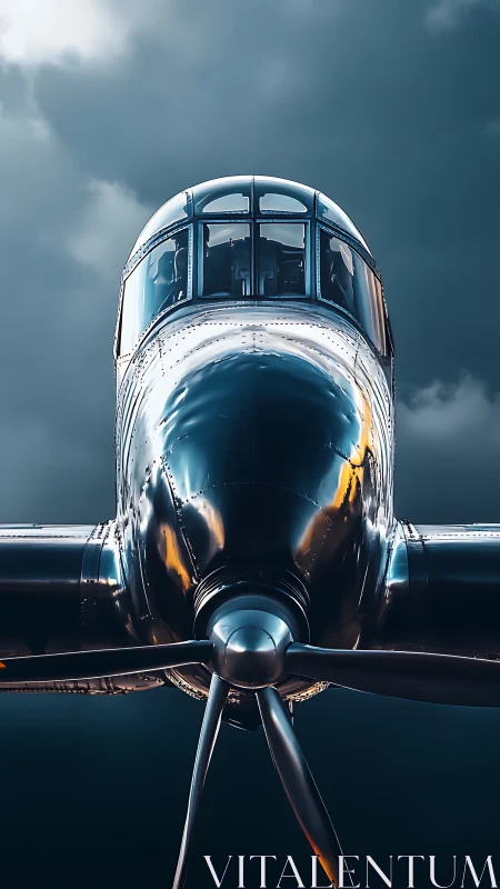 Symmetric frontal study of polished radial engine aircraft nose.