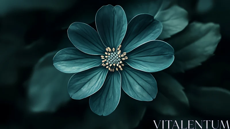 Teal Blossom Unfolds Its Geometric Splendor Against Darkness