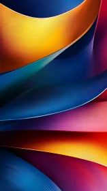 Layered abstract ribbons in multicolor gradient composition.