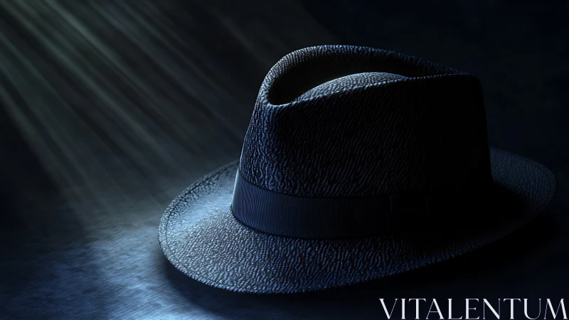 Low key fedora still life in dramatic studio side lighting.