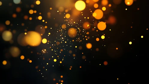 Glowing Golden Bokeh Lights on a Dark Abstract Background.