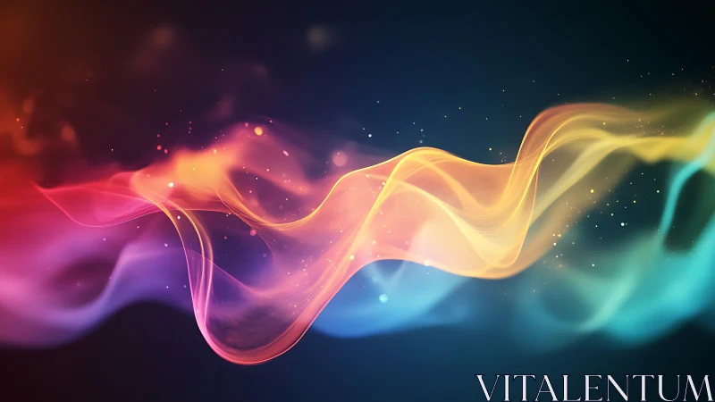 Chromatic ribbons drift like singing light across midnight