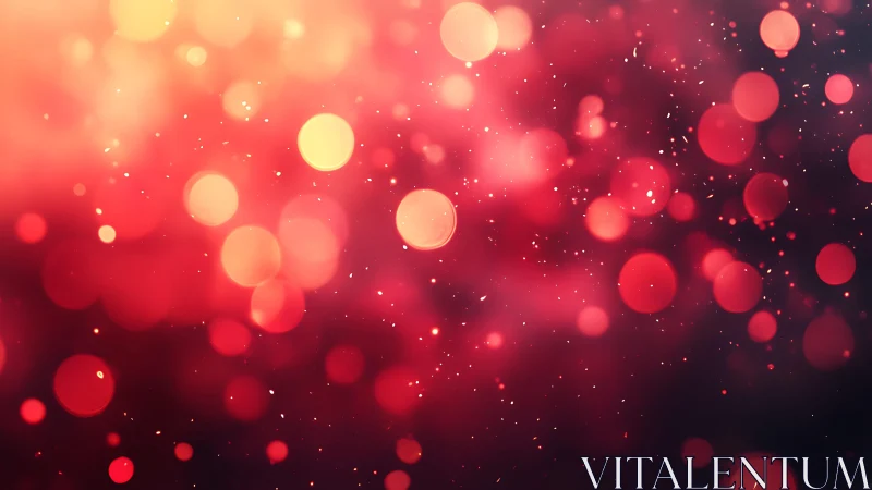 Glowing Red and Gold Bokeh Lights Abstract Digital Background.