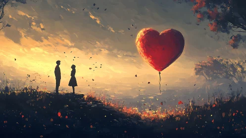 Two Souls Share a Glowing Heart-Shaped Moment