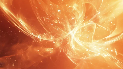 Radiant swirling orange and gold abstract digital art background.