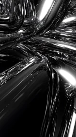 Specular chrome conduits in densely tangled parametric flow.