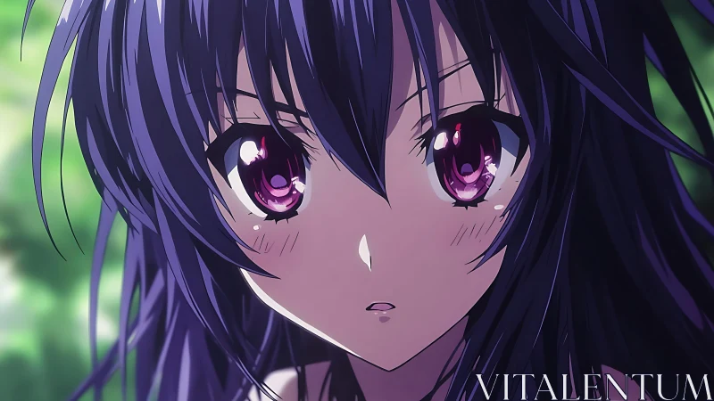 Close anime portrait shows detailed face and reflective eyes