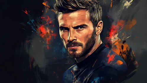 Male portrait rendered with bold digital brushwork and dynamic lighting
