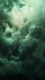 Emerald storm clouds quietly carve a doorway into light