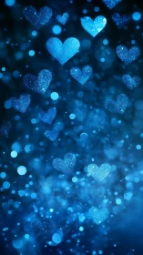 Luminous Blue Hearts: Digital Particle Bokeh Composition.