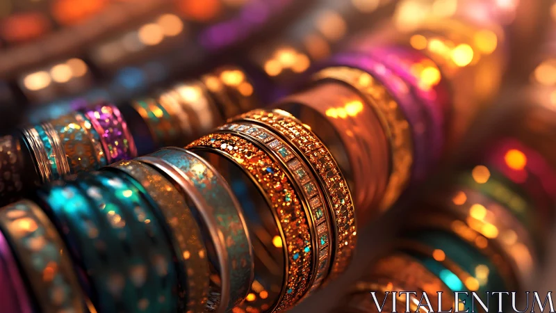Glittering bangles glow in warm light and celebrate color