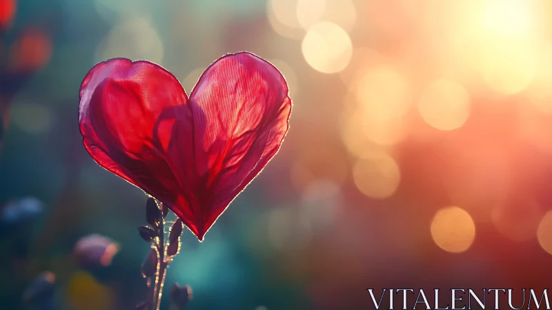 Heart-Shaped Flower Glowing in Warm Sunset Light.