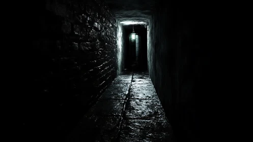 Whispering corridor under a single shivering bulb of doubt.