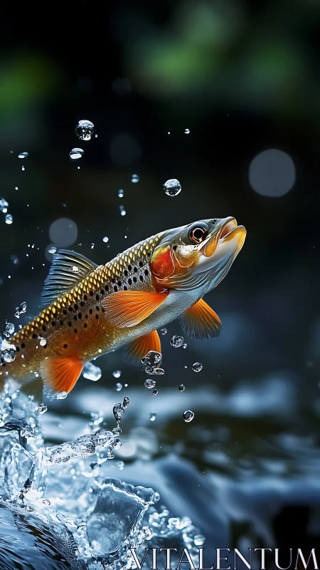 High-speed trout breach captured with shallow depth of field and bokeh