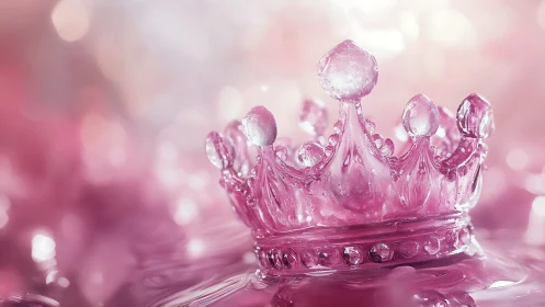 Macro pink crystal crown in luminous shallow depth of field.