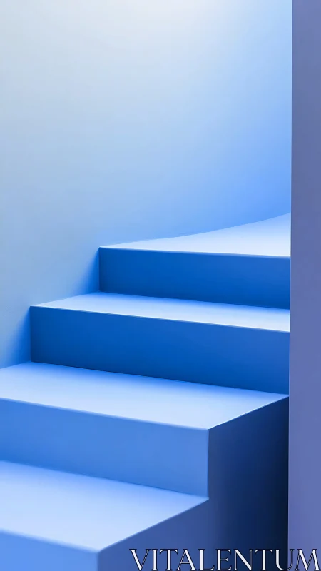 Minimalist Geometric Staircase With Blue Tones.